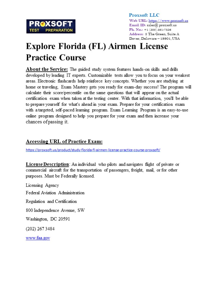 Explore Florida (FL) Airmen License Practice Course presentation | free ...