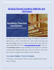 Building Thermal Insulation: Materials and Techniques