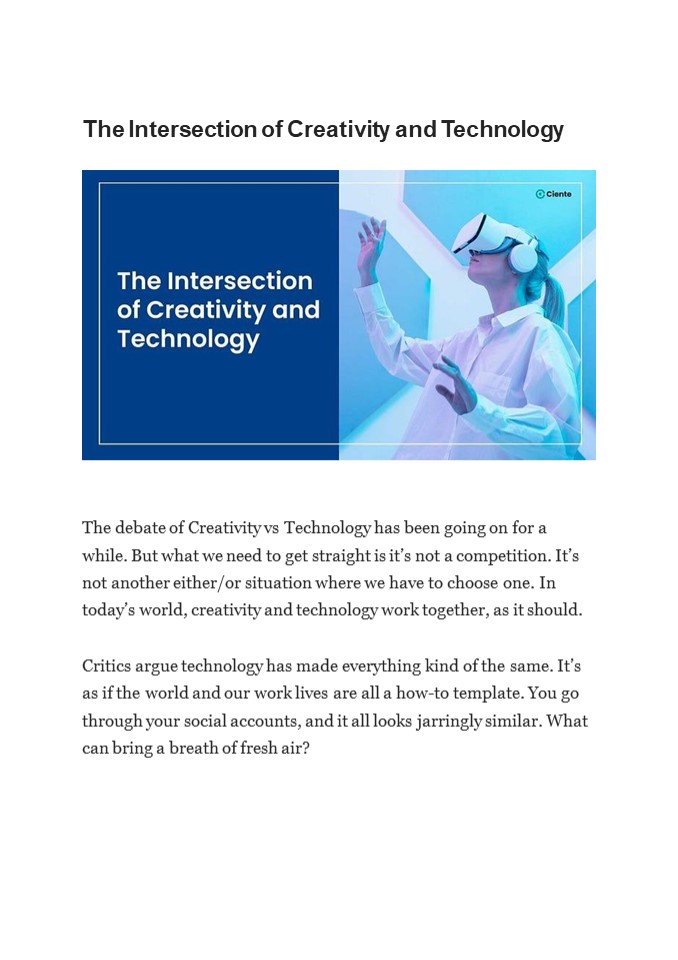 PPT – The intersection of Creativity and Technology PowerPoint ...