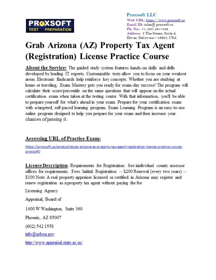 PPT Grab Arizona (AZ) Property Tax Agent (Registration) License