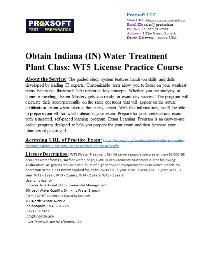 PPT Obtain Indiana (IN) Water Treatment Plant Class WT5 License
