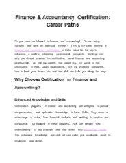Finance & Accountancy Certification: Career Paths