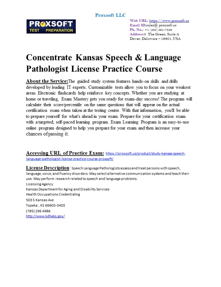 Concentrate Kansas Speech & Language Pathologist License Practice Course