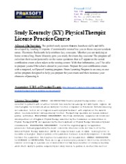 Study Kentucky (KY) Physical Therapist License Practice Course