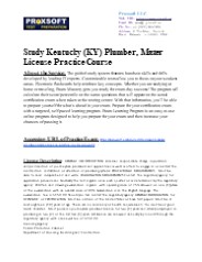 Study Kentucky (KY) Plumber, Master License Practice Course