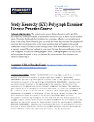 Study Kentucky (KY) Polygraph Examiner License Practice Course