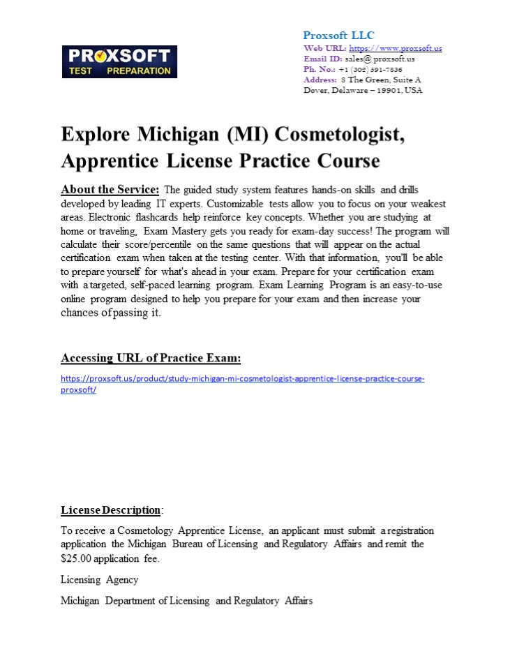 Explore Michigan (MI) Cosmetologist, Apprentice License Practice Course