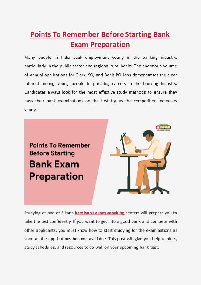 Points To Remember Before Starting Bank Exam Preparation