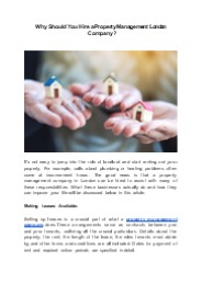 Why Should You Hire a Property Management London Company?