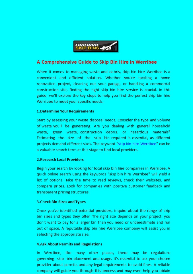 A Comprehensive Guide to Skip Bin Hire in Werribee