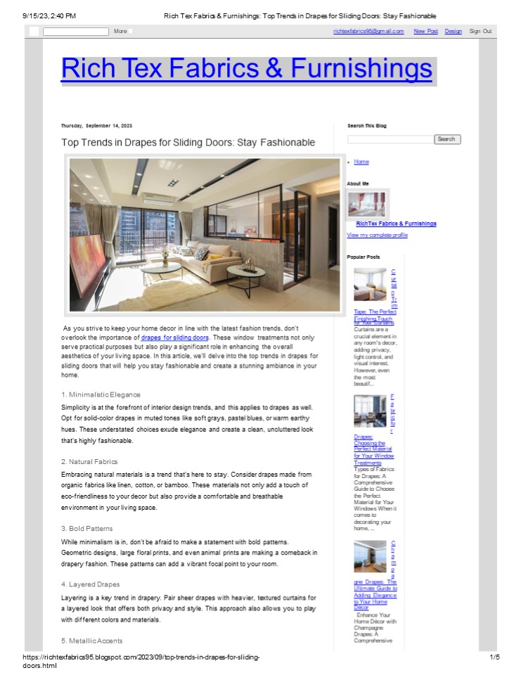 Top Trends in Drapes for Sliding Doors: Stay Fashionable