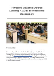 Navodaya Vidyalaya Entrance Coaching A Guide To Professional Development