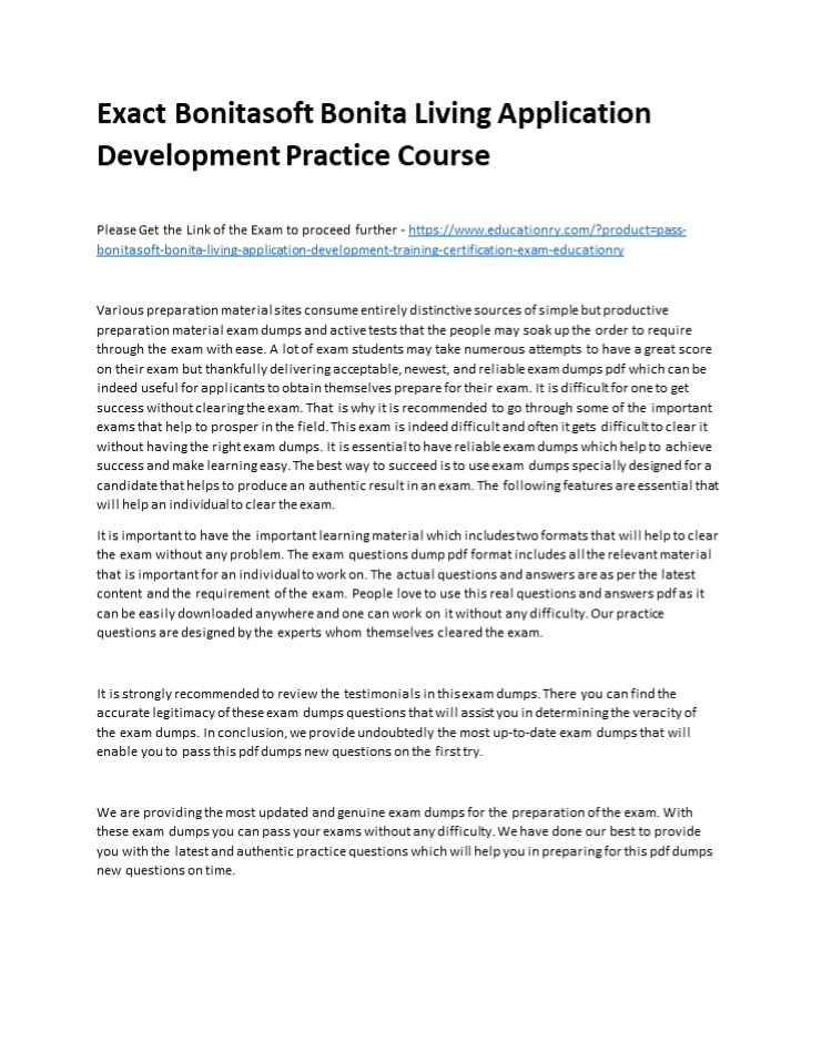 Exact Bonitasoft Bonita Living Application Development Practice Course