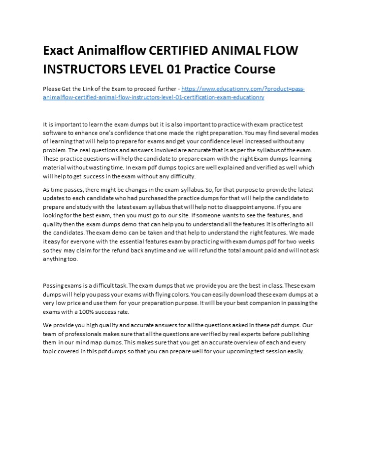 PPT Exact Animalflow CERTIFIED ANIMAL FLOW INSTRUCTORS LEVEL 01