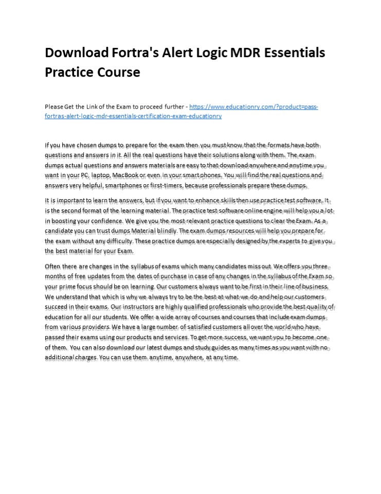 PPT Download Fortra's Alert Logic MDR Essentials Practice Course