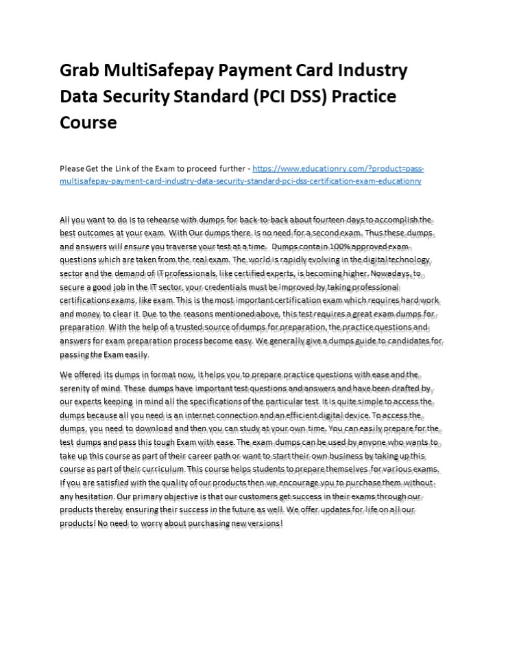 Grab MultiSafepay Payment Card Industry Data Security Standard (PCI DSS ...