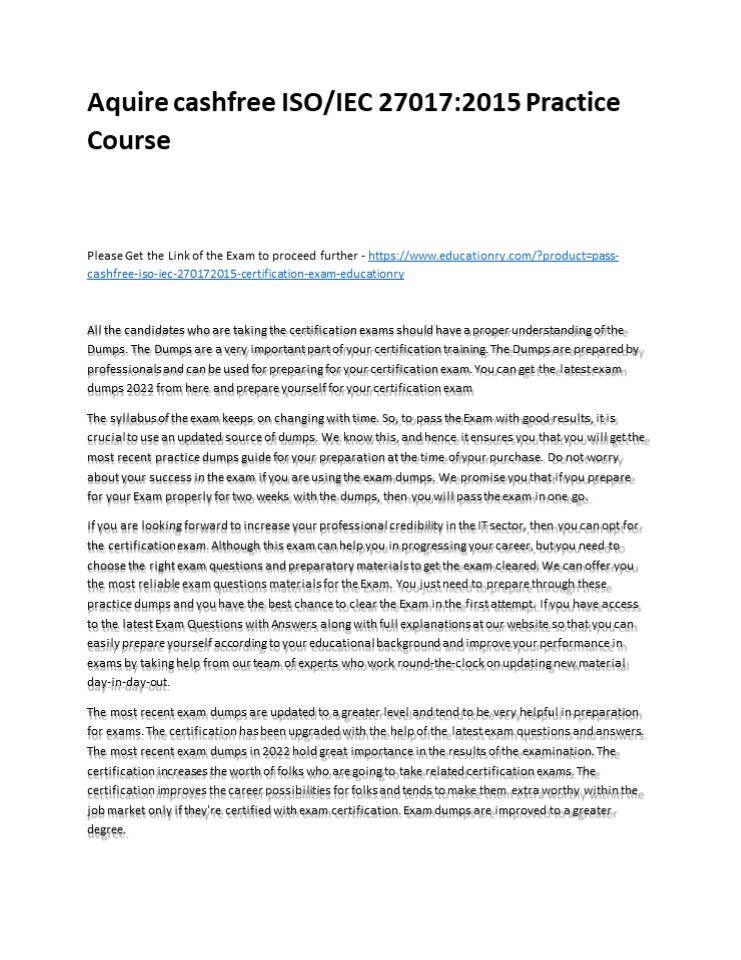 Aquire cashfree ISO/IEC 27017:2015 Practice Course