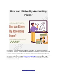 How Can I Solve My Accounting Paper?
