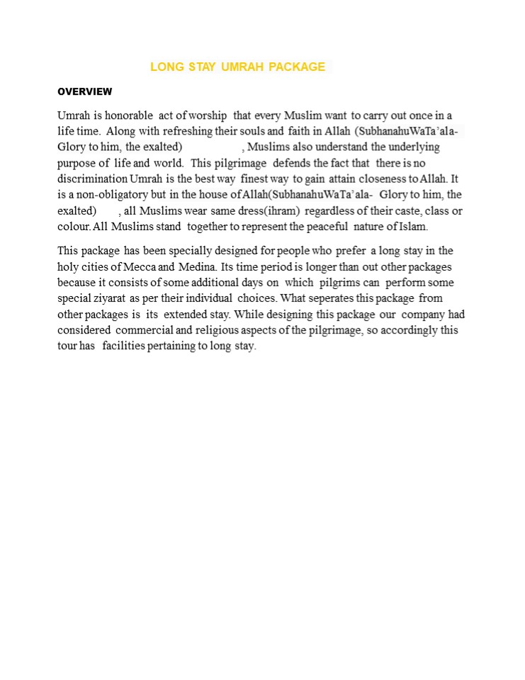 LONG STAY UMRAH PACKAGES