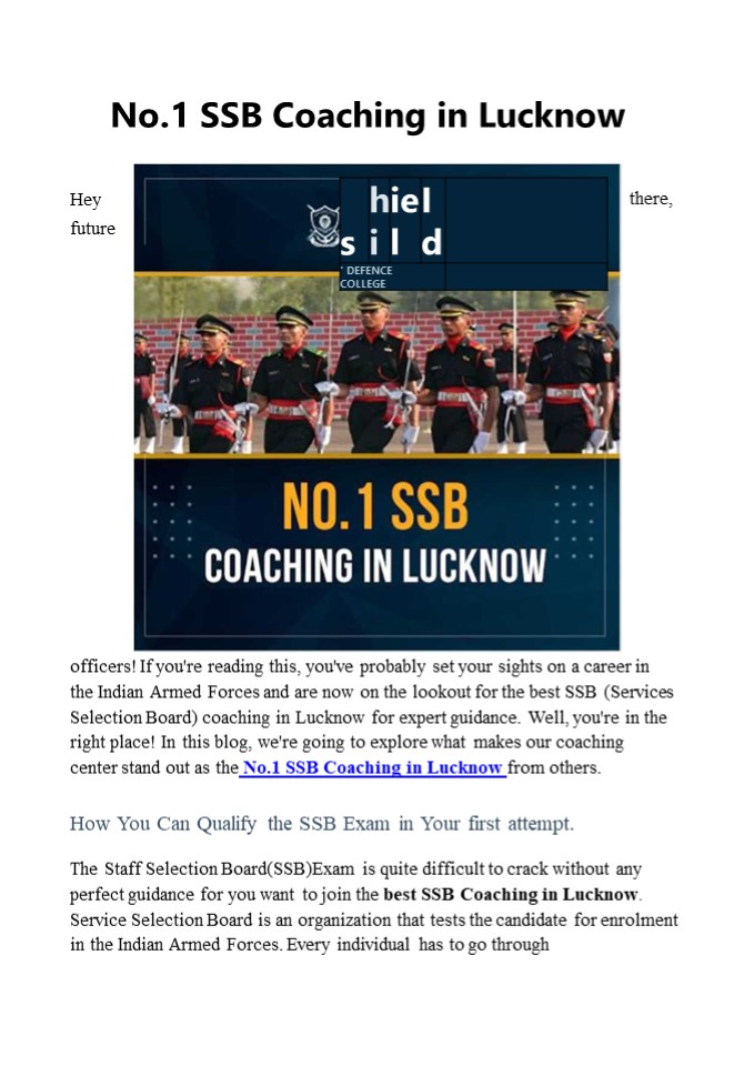 No.1 SSB Coaching in Lucknow