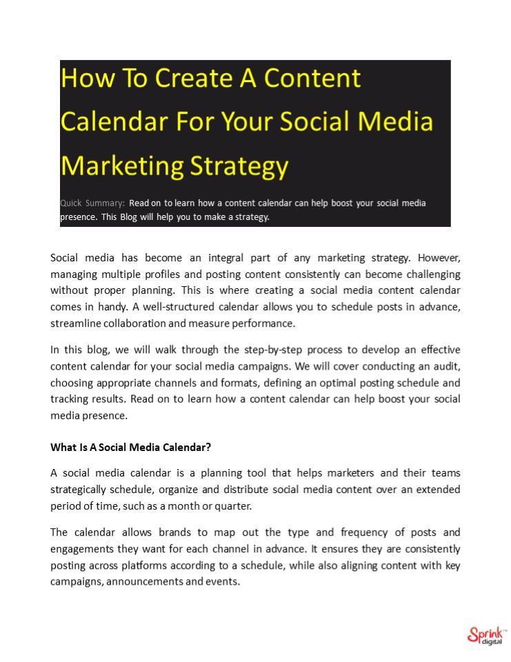 PPT – How to Create a Content Calendar for Your Social Media Marketing ...