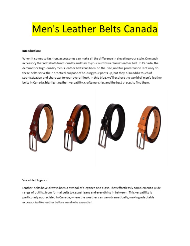 Men's Leather Belts Canada