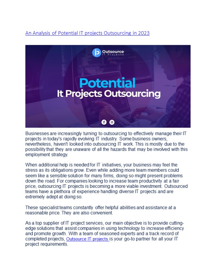 An Analysis of Potential IT projects Outsourcing in 2023 (1)