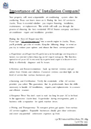Importance of AC Installation Company?