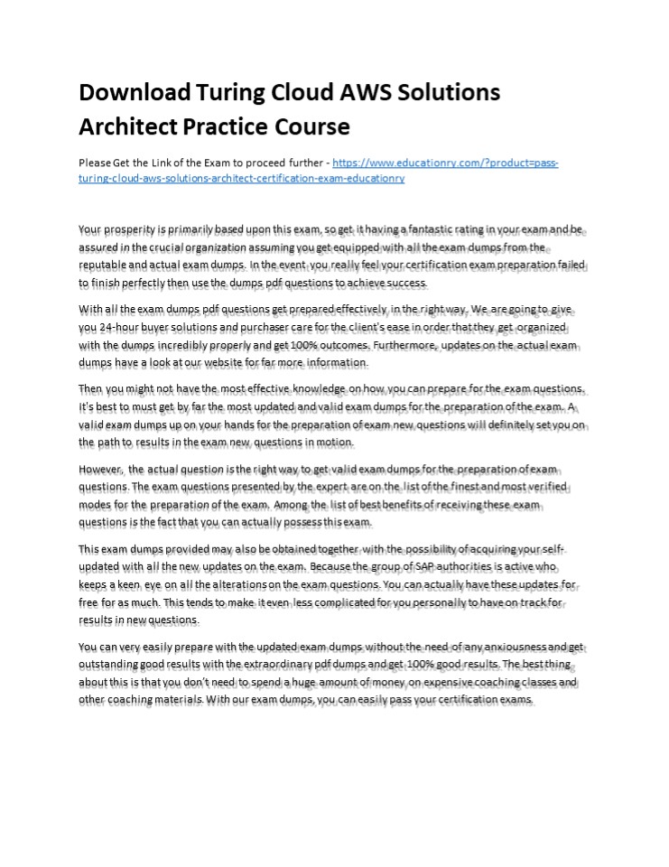 Download Turing Cloud AWS Solutions Architect Practice Course