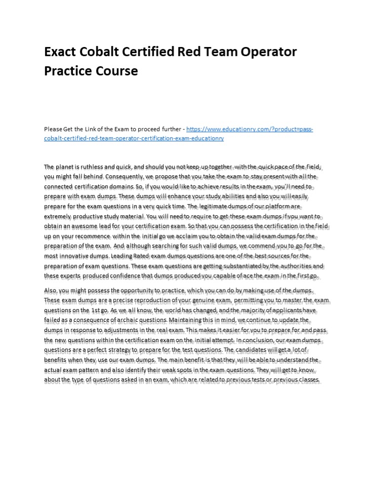 Exact Cobalt Certified Red Team Operator Practice Course