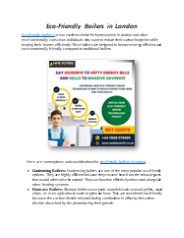 ECO Friendly Boiler Repair & Install in London