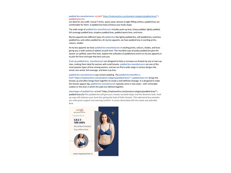 padded bra manufacturers