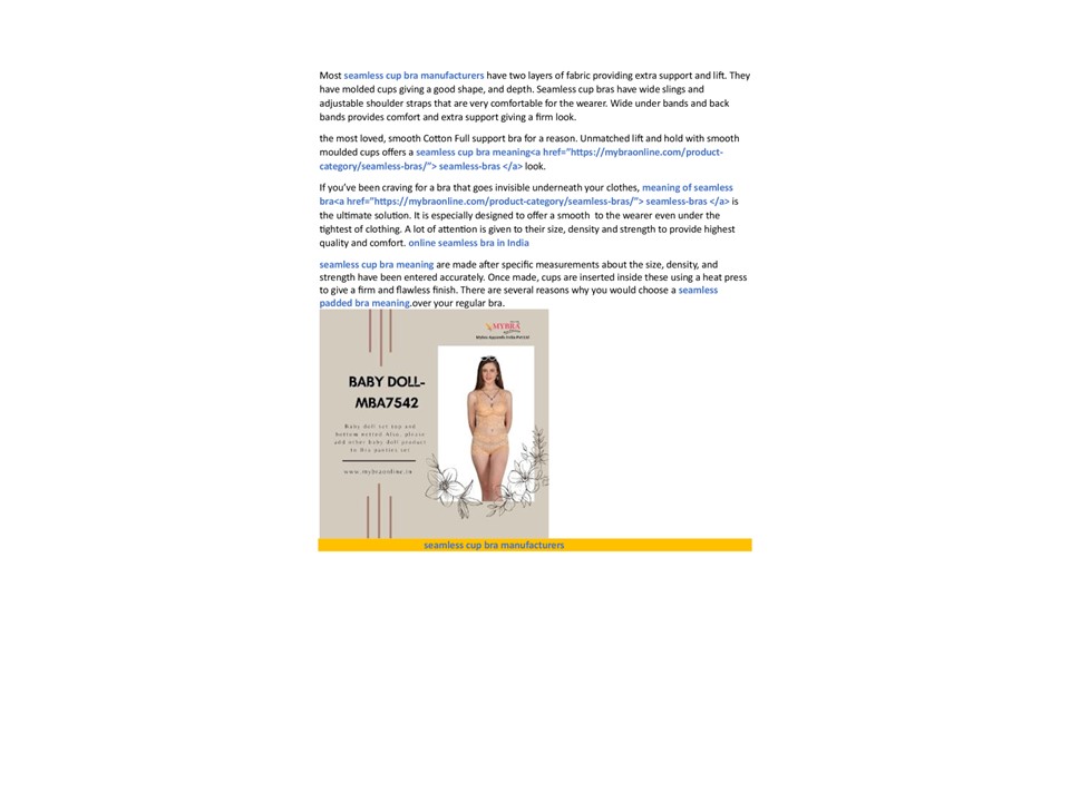 seamless cup bra manufacturers