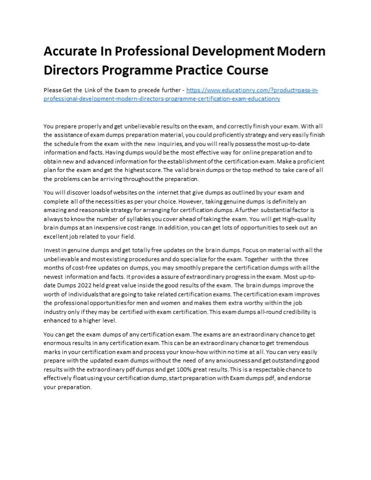 Accurate In Professional Development Modern Directors Programme Practice Course