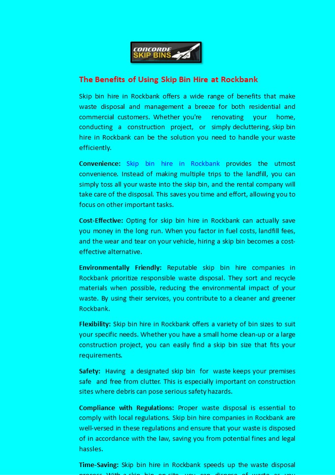 PPT The Benefits of Using Skip Bin Hire at Rockbank PowerPoint