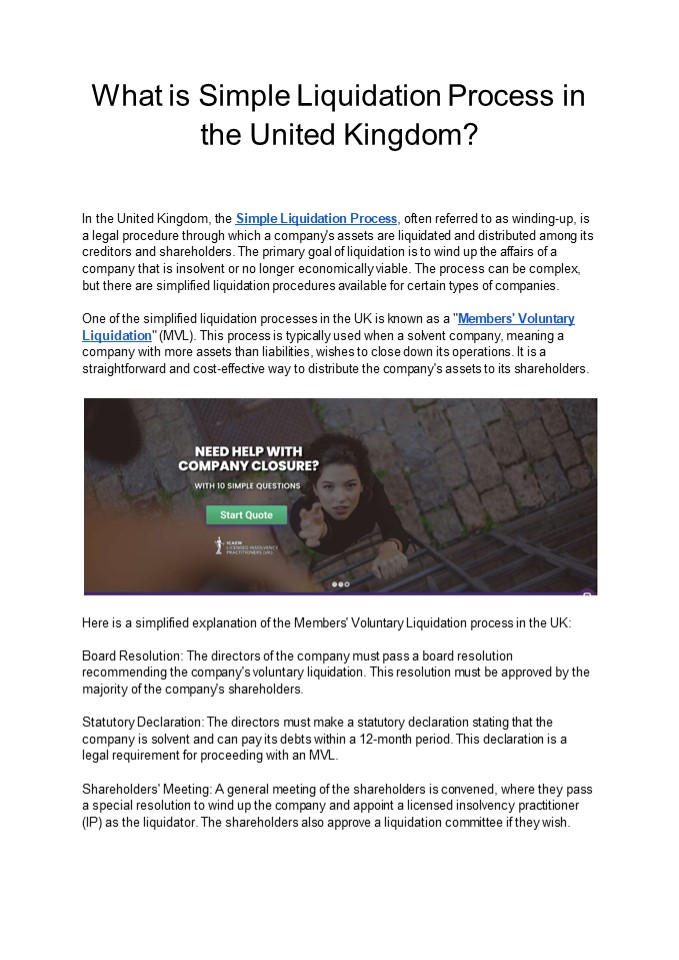 What is Simple Liquidation Process in the United Kingdom?