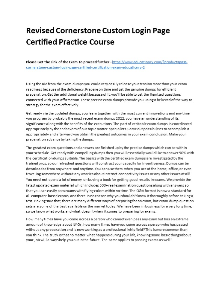 PPT Revised Cornerstone Custom Login Page Certified Practice Course