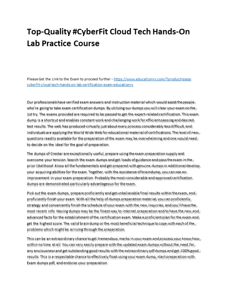 Top-Quality #CyberFit Cloud Tech Hands-On Lab Practice Course