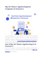 Top 10+ Flutter App Development  Companies in Vancouver