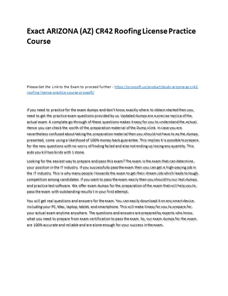Exact ARIZONA (AZ) CR42 Roofing License Practice Course