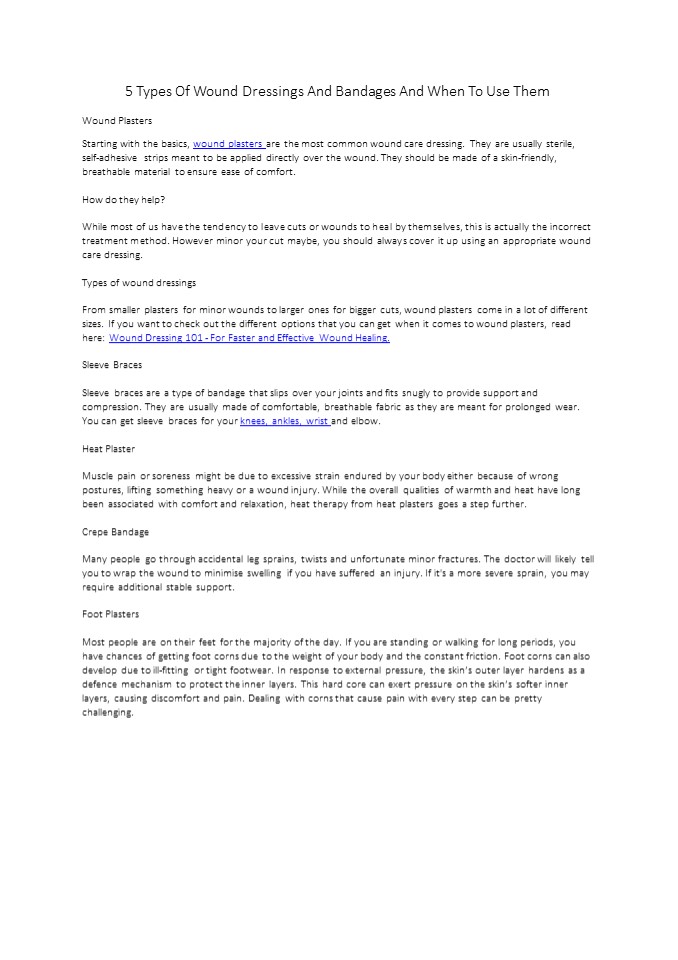 PPT 5 Types Of Wound Dressings And Bandages And When To Use Them