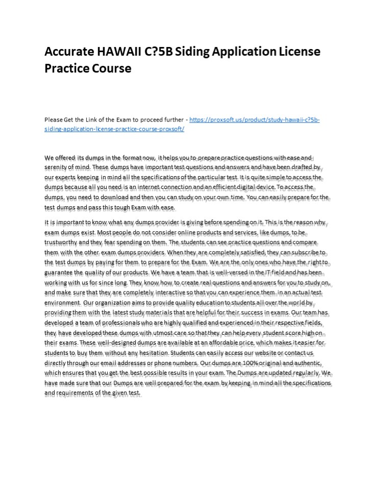 Accurate HAWAII C?5B Siding Application License Practice Course
