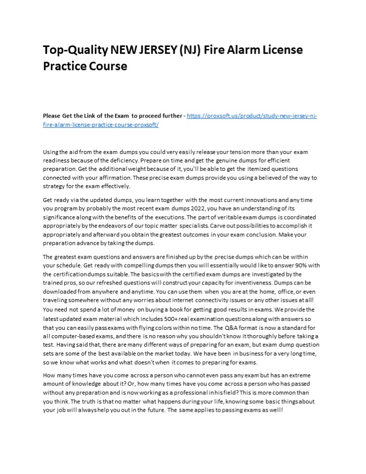 Top-Quality NEW JERSEY (NJ) Fire Alarm License Practice Course