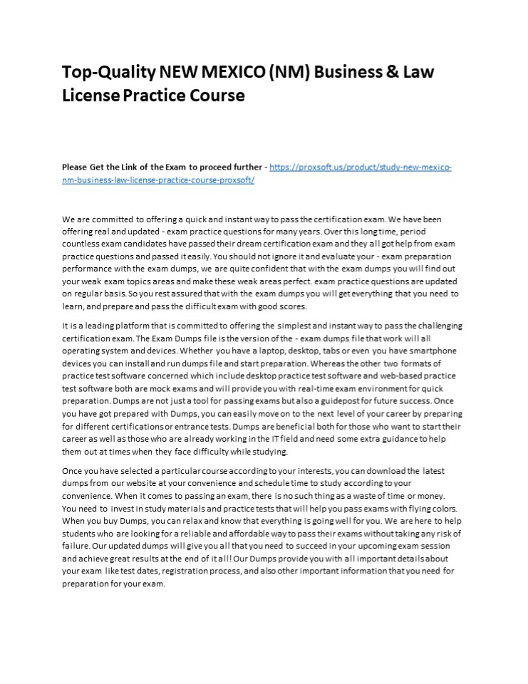 Top-Quality NEW MEXICO (NM) Business & Law License Practice Course
