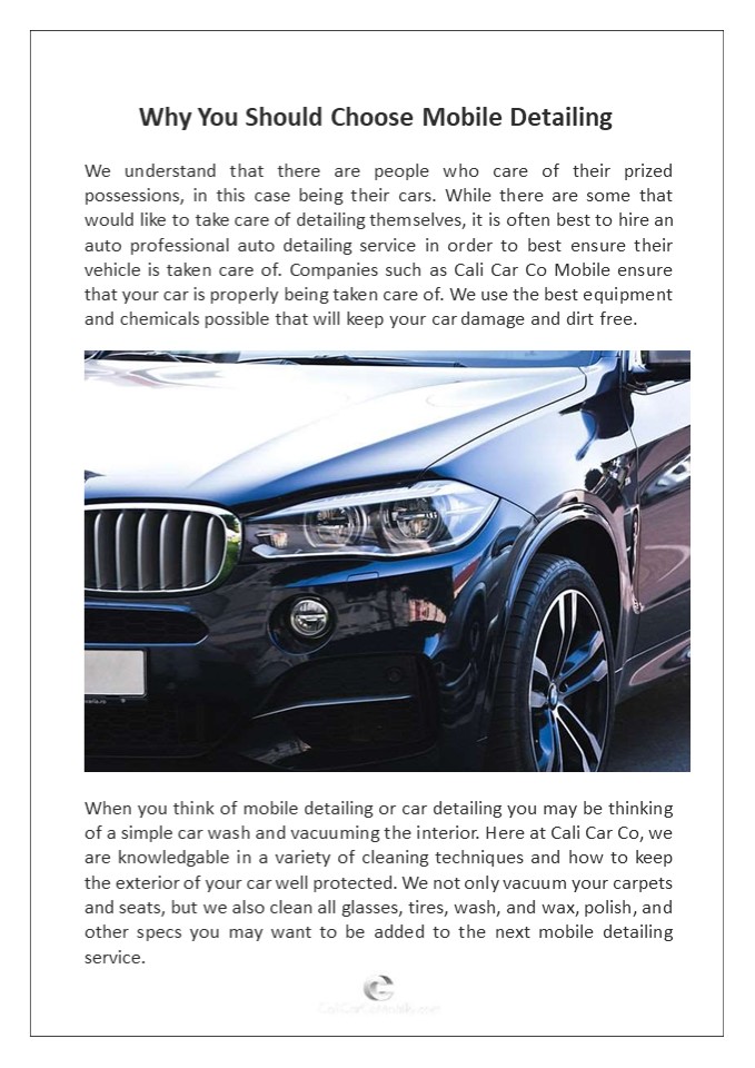Why You Should Choose Mobile Detailing