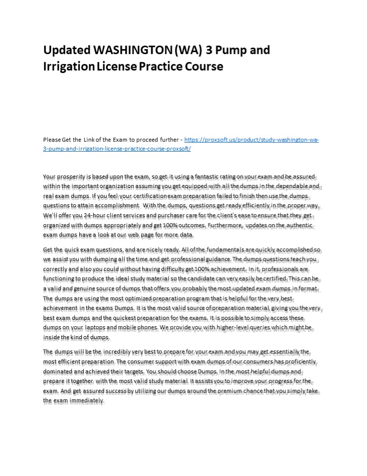 PPT Updated WASHINGTON (WA) 3 Pump and Irrigation License Practice