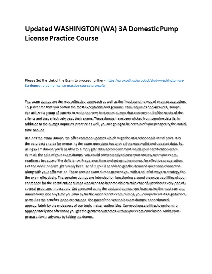 Updated WASHINGTON (WA) 3A Domestic Pump License Practice Course ...