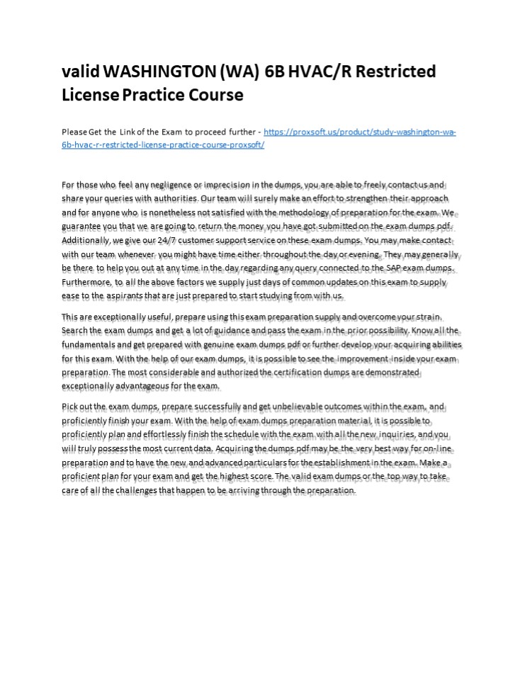 PPT valid WASHINGTON (WA) 6B HVAC/R Restricted License Practice