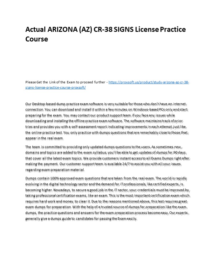 Actual ARIZONA (AZ) CR-38 SIGNS License Practice Course