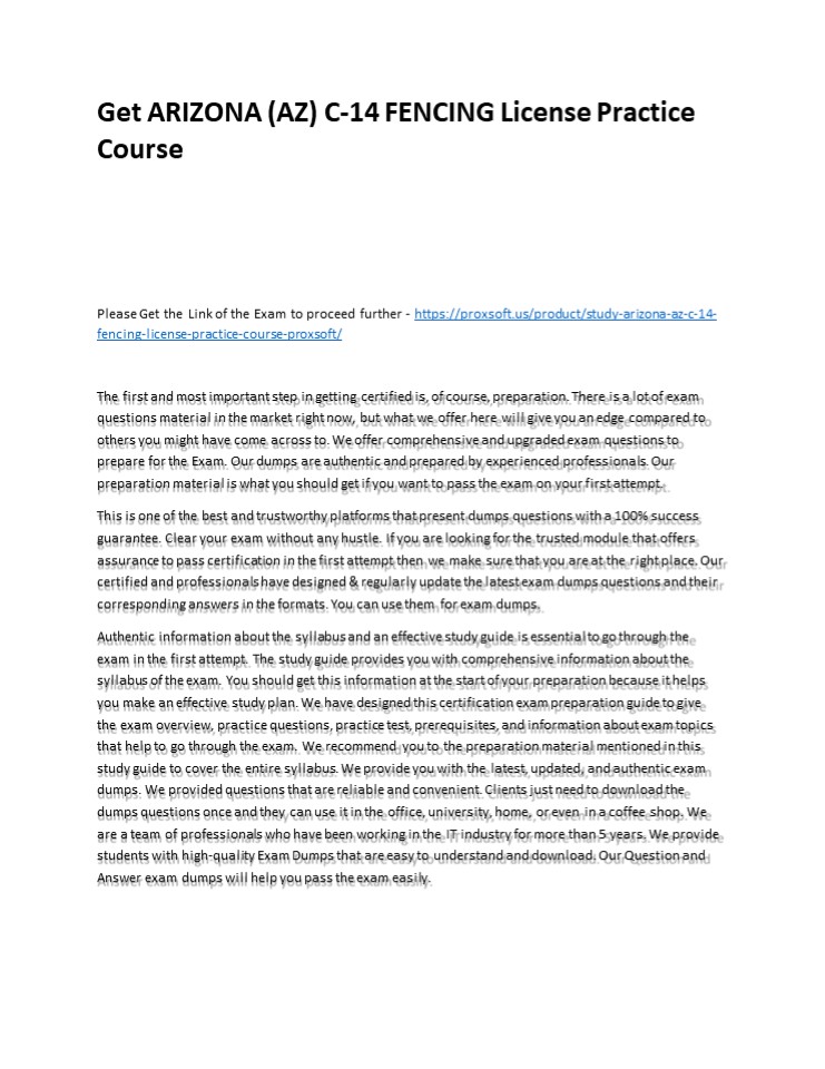 Get ARIZONA (AZ) C-14 FENCING License Practice Course